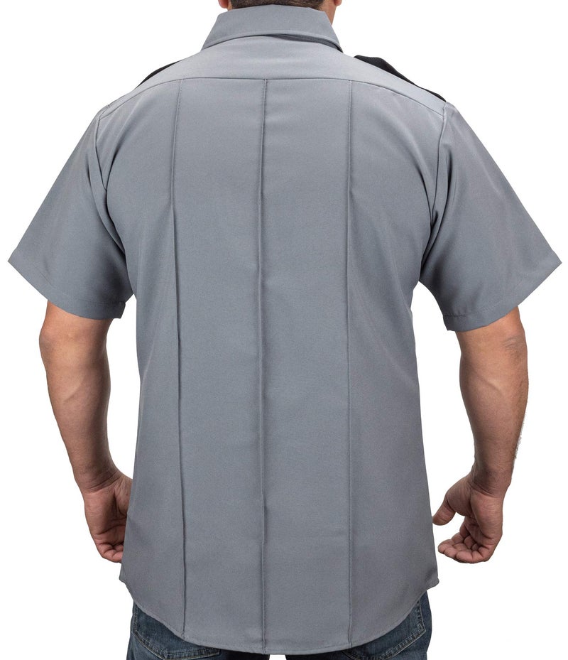 First Class 100% Polyester Two Tone Men's Uniform Shirt (US, Alpha, Large, Regular, Regular, Light Gray & Black) - Image 3